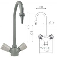 Лабораторный кран-смеситель Stegler KS-310 (латунь, высота 310 мм) Лабораторный кран-смеситель Stegler KS-310 (латунь, высота 310 мм)
