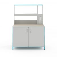Пристенный металлический лабораторный стол с надстройкой Теолаб СЛП-1200-КГ-Профи Пристенный металлический лабораторный стол с надстройкой Теолаб СЛП-1200-КГ-Профи