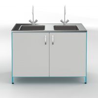 Металлический лабораторный стол-мойка Теолаб МД-1200-НС-Профи