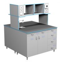 Стол островной для работы стоя со сливной раковиной СЛО НВК 1200 НЕРЖ+ (1218x1520x1650)