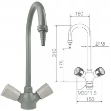 Лабораторный кран-смеситель Stegler KS-310 (латунь, высота 310 мм) от производителя STEGLER Лабораторный кран-смеситель Stegler KS-310 (латунь, высота 310 мм) от производителя STEGLER